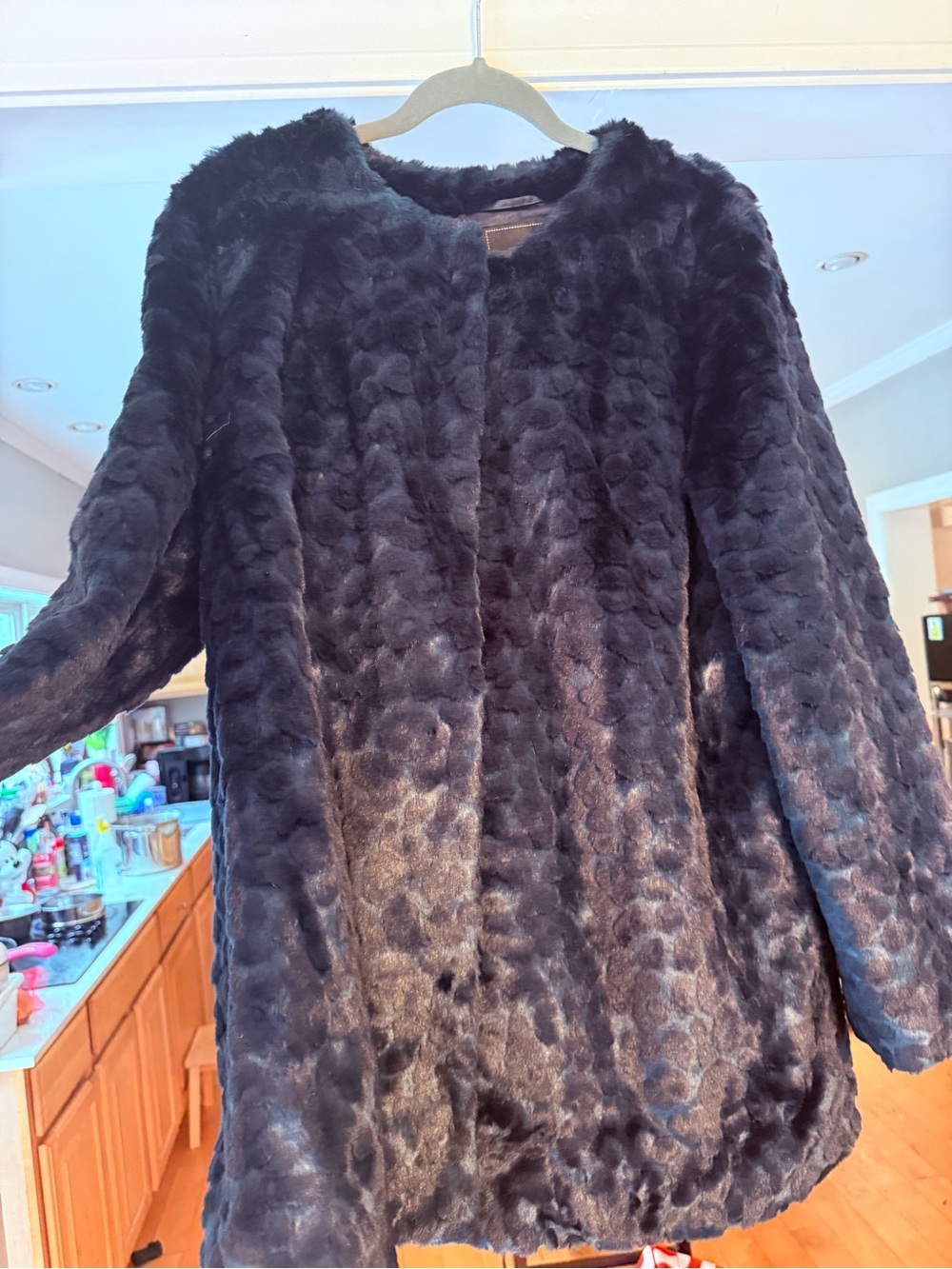Sam Edelman Plush Black Faux Fur Coat